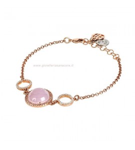 Bracciale Donna Gioielli Boccadamo Sharada in bronzo con cabochon rosa chiaro e zirconi xbr813rs