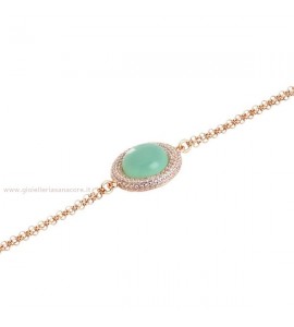 Bracciale Donna Gioielli Boccadamo Sharada in bronzo con centrale cabochon verde acqua e zirconi XBR825RS
