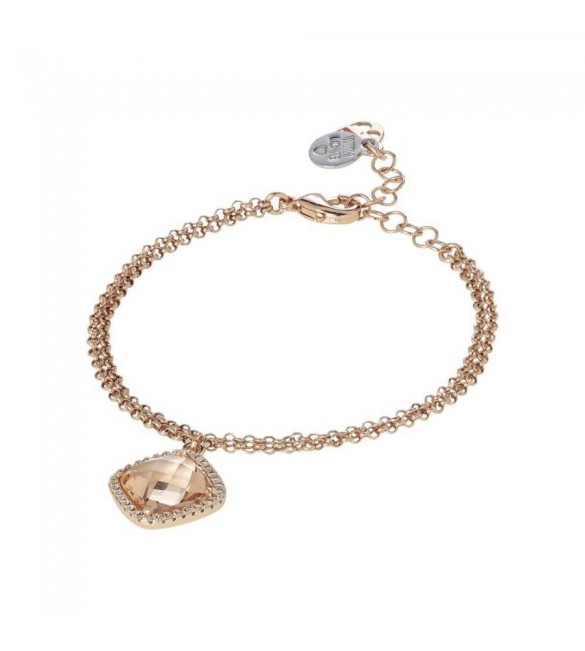 Bracciale Donna Gioielli Boccadamo Sharada in bronzo con cristallo briolette peach e zirconi xbr720rs