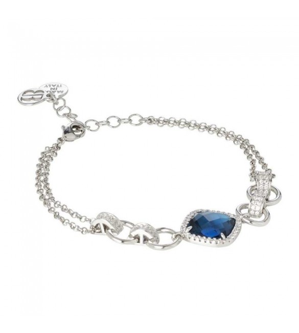 Bracciale Donna Gioielli Boccadamo Sharada in bronzo doppio filo con cristallo blue montana e zirconi xbr721b