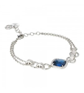 Bracciale Donna Gioielli Boccadamo Sharada in bronzo doppio filo con cristallo blue montana e zirconi xbr721b