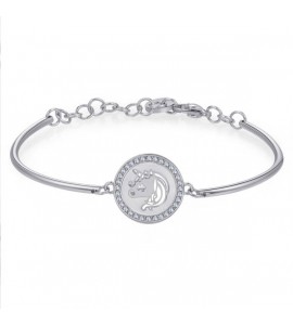 Bracciale Donna Gioielli Brosway Chakra in acciaio 316L con incisione Unicorno e cristalli bianchi bhk249
