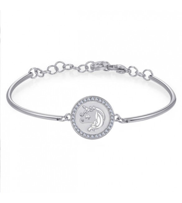 Bracciale Donna Gioielli Brosway Chakra in acciaio 316L con incisione Unicorno e cristalli bianchi bhk249