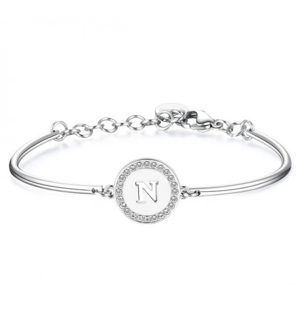 Bracciale Donna Gioielli Brosway Chakra in acciaio 316L lettera N bhk137