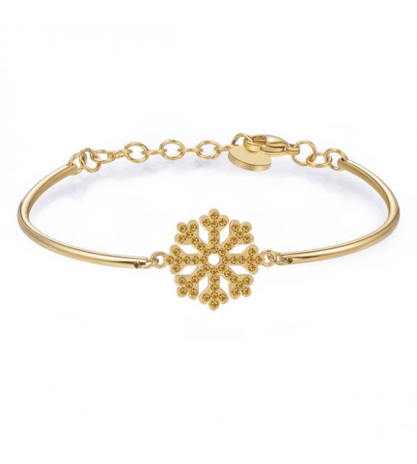 Bracciale Donna Gioielli Brosway Chakra in acciaio 316L pvd oro con Fiocco di Neve con cristalli bhk255
