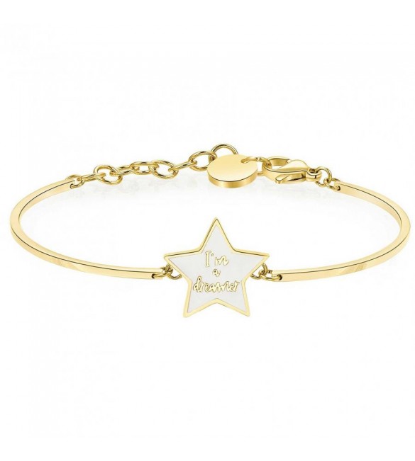 Bracciale Donna Gioielli Brosway Chakra in acciaio 316L pvd oro con stella e smalto bianco bhk323