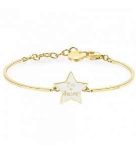 Bracciale Donna Gioielli Brosway Chakra in acciaio 316L pvd oro con stella e smalto bianco bhk323