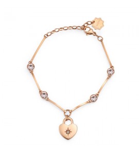 Bracciale Donna Gioielli Brosway Chakra in acciaio 316L pvd oro rosa Cuore bhkb021