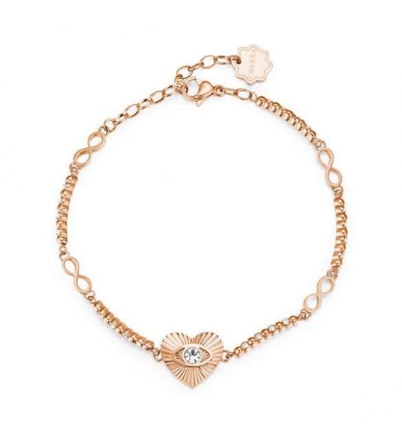 Bracciale Donna Gioielli Brosway Chakra in acciaio 316L pvd oro rosa Cuore bhkb024