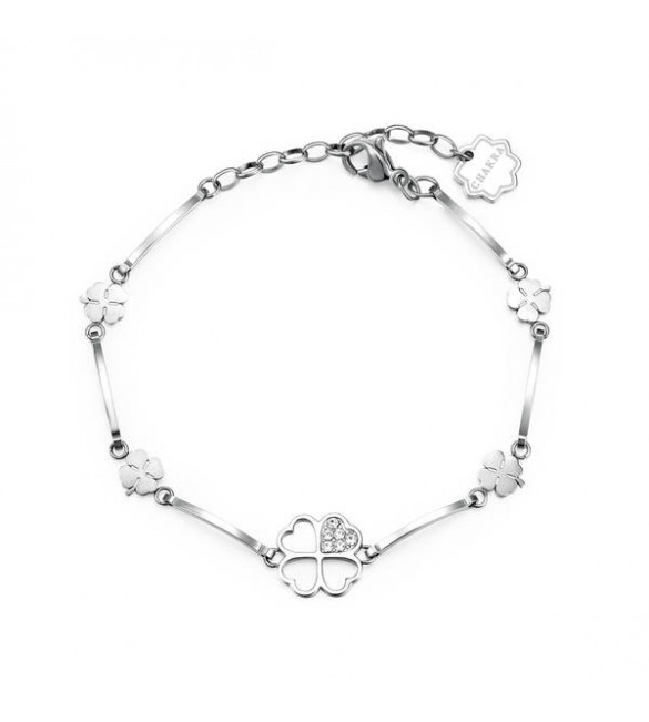 Bracciale Donna Gioielli Brosway Chakra in acciaio 316L Quadrifoglio bhkb011
