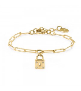 Bracciale Donna Gioielli Brosway Chant in acciaio pvd oro Lucchetto bah52