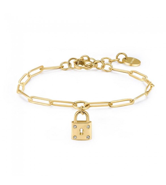 Bracciale Donna Gioielli Brosway Chant in acciaio pvd oro Lucchetto bah52