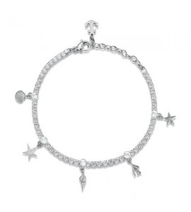 Bracciale Donna Gioielli Brosway Desideri in acciaio 316L con zirconi e charms Libertà bei037