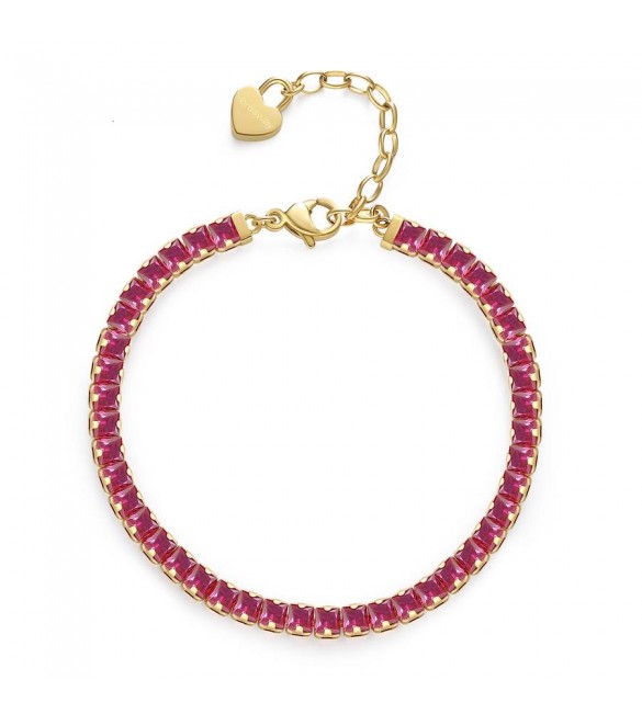 Bracciale Donna Gioielli Brosway Desideri in acciaio pvd oro con zirconi ruby Fedeltà bei065