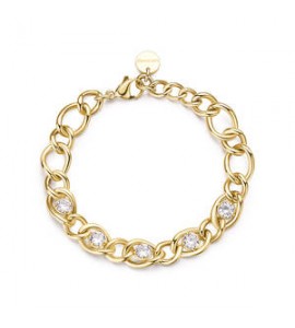 Bracciale Donna Gioielli Brosway Ribbon in acciaio dorato catena e cristalli bbn40