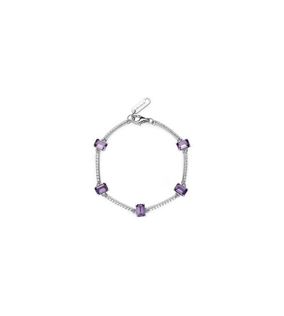 Bracciale Donna Gioielli Fancy by Brosway in argento zircone baguette ametista fmp06