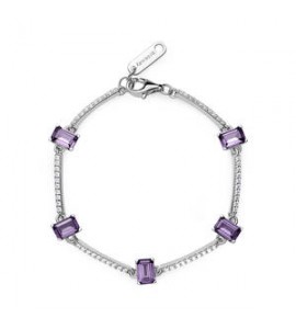 Bracciale Donna Gioielli Fancy by Brosway in argento zircone baguette ametista fmp06