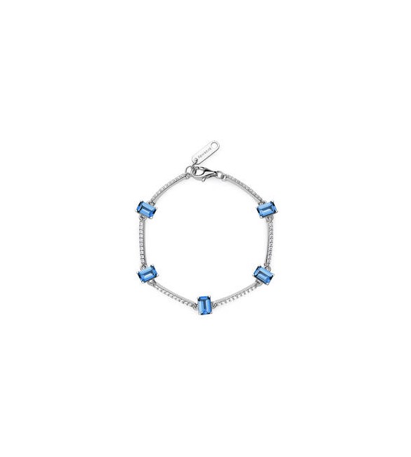 Bracciale Donna Gioielli Fancy by Brosway in argento zircone baguette blu ffb04