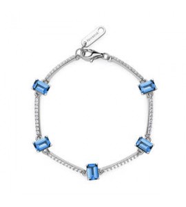 Bracciale Donna Gioielli Fancy by Brosway in argento zircone baguette blu ffb04