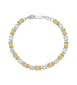 Bracciale Donna Gioielli Fancy by Brosway in argento zircone baguette cushion giallo fey15