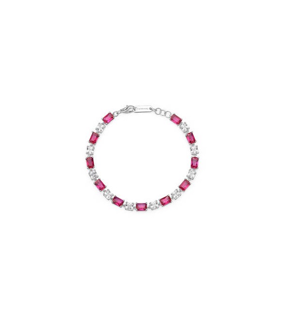Bracciale Donna Gioielli Fancy by Brosway in argento zircone baguette cushion rosso fpr18