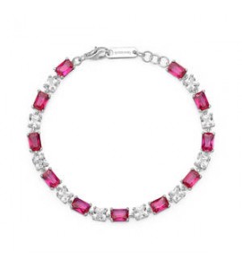 Bracciale Donna Gioielli Fancy by Brosway in argento zircone baguette cushion rosso fpr18