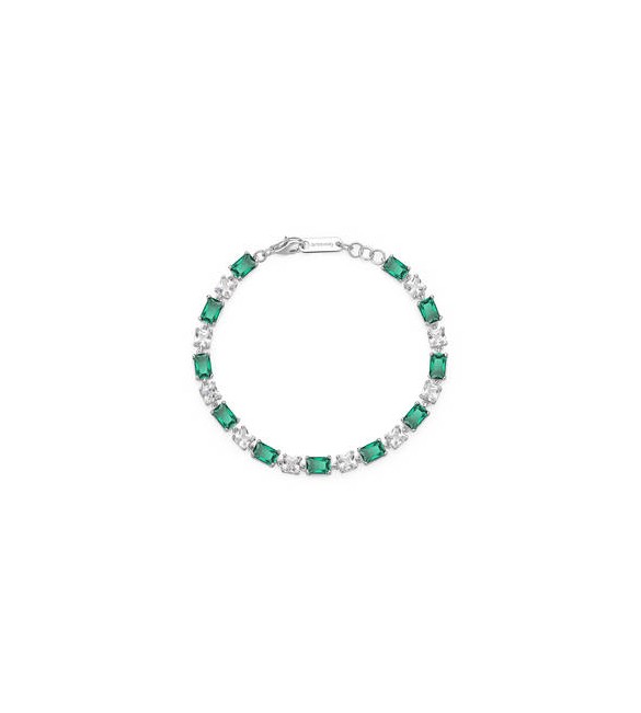 Bracciale Donna Gioielli Fancy by Brosway in argento zircone baguette cushion verde flg16