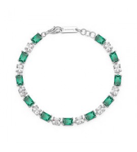 Bracciale Donna Gioielli Fancy by Brosway in argento zircone baguette cushion verde flg16