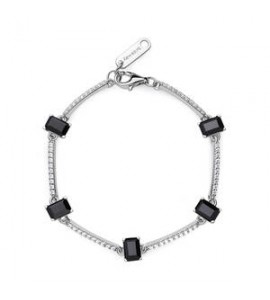 Bracciale Donna Gioielli Fancy by Brosway in argento zircone baguette nero fmb05
