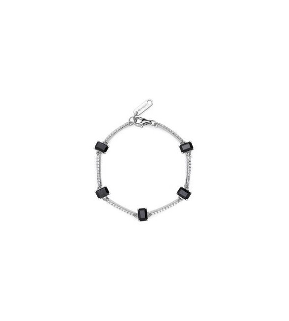 Bracciale Donna Gioielli Fancy by Brosway in argento zircone baguette nero fmb05