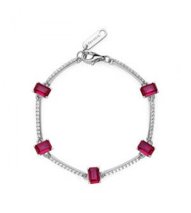 Bracciale Donna Gioielli Fancy by Brosway in argento zircone baguette rosso fpr04