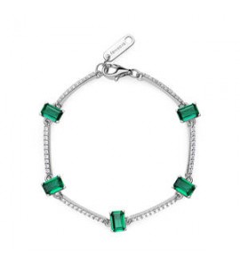 Bracciale Donna Gioielli Fancy by Brosway in argento zircone baguette verde flg04