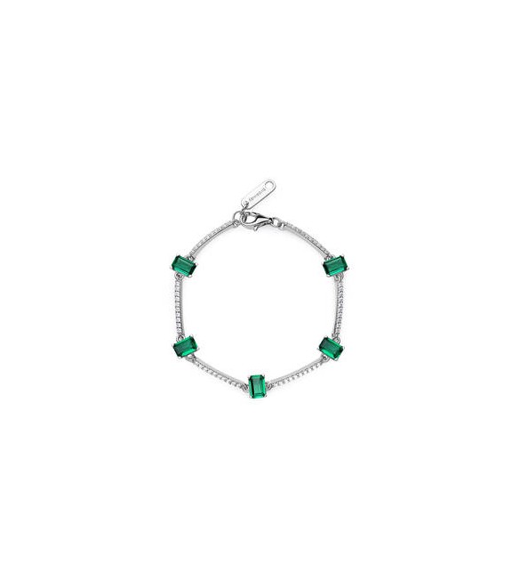 Bracciale Donna Gioielli Fancy by Brosway in argento zircone baguette verde flg04