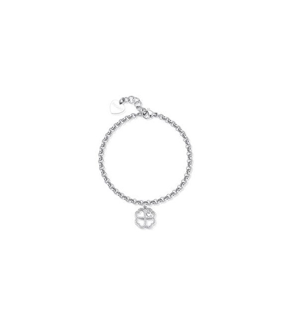 Bracciale Donna Gioielli S\'agapò Lucky Light in acciaio con Quadrifoglio e Cristallo skt45