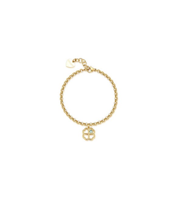 Bracciale Donna Gioielli S\'agapò Lucky Light in acciaio dorato con Quadrifoglio e Cristallo skt46