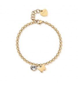 Bracciale Donna Gioielli S\'agapò Lucky Light in acciaio pvd oro con Farfalla e Cristallo skt30