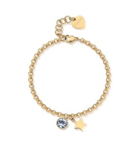 Bracciale Donna Gioielli S\'agapò Lucky Light in acciaio pvd oro con Stella e Cristallo skt28