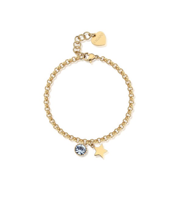 Bracciale Donna Gioielli S\'agapò Lucky Light in acciaio pvd oro con Stella e Cristallo skt28