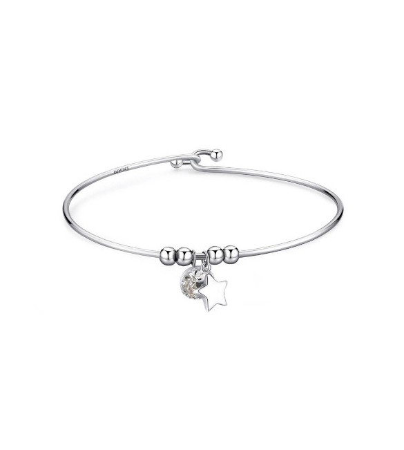 Bracciale Donna Gioielli S\'agapò Lucky Light rigido in acciaio con Stella e Cristallo skt31