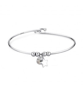 Bracciale Donna Gioielli S\'agapò Lucky Light rigido in acciaio con Stella e Cristallo skt31