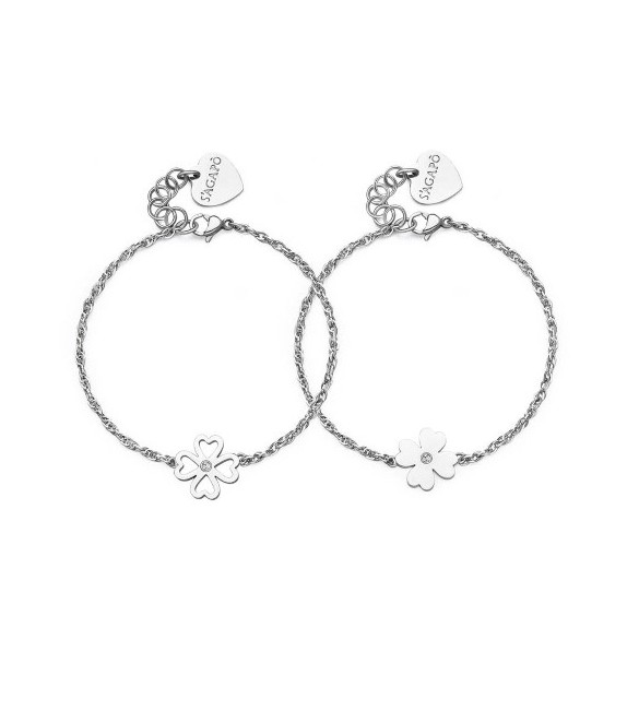 Bracciale Donna Gioielli S\'agapò Me You in acciaio con Quadrifoglio sey25