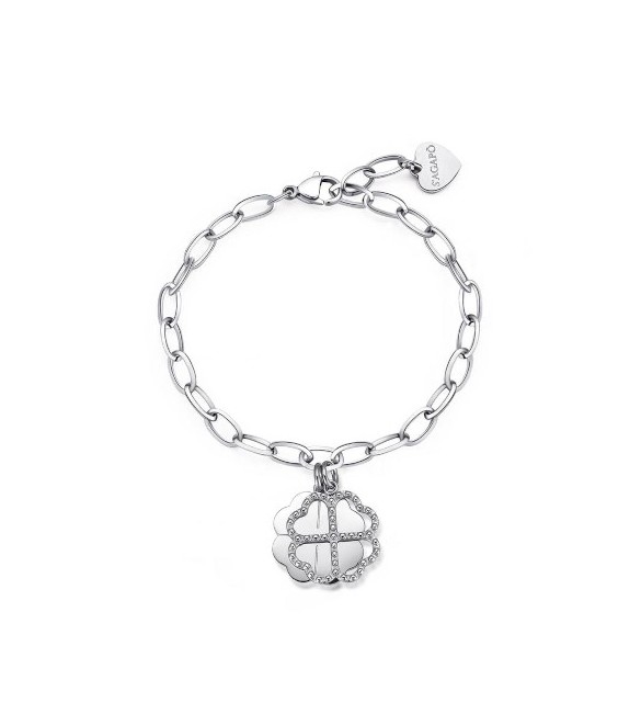 Bracciale Donna Gioielli S\'agapò Message in acciaio con Quadrifogli ssg23