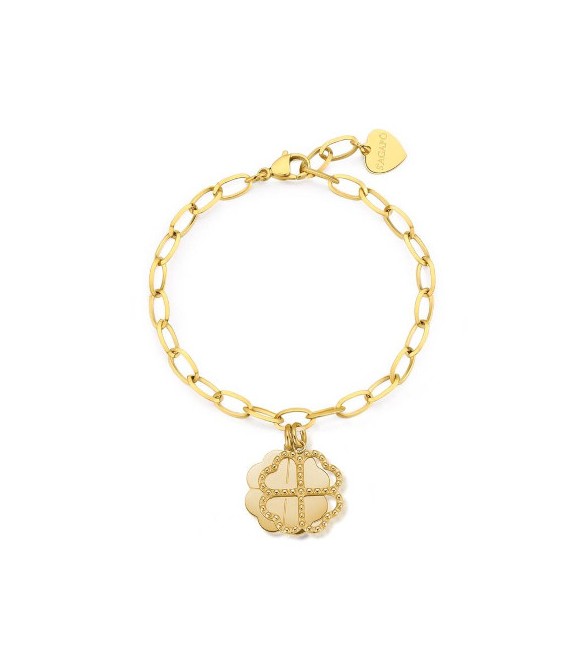 Bracciale Donna Gioielli S\'agapò Message in acciaio pvd oro con Quadrifogli ssg24