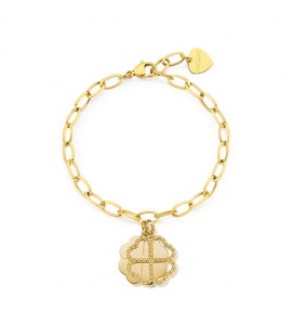 Bracciale Donna Gioielli S\'agapò Message in acciaio pvd oro con Quadrifogli ssg24