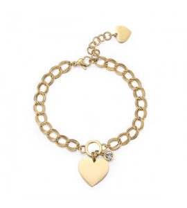 Bracciale Donna Gioielli S\'agapò My Love in acciaio dorato Cuore e cristallo bianco syl22