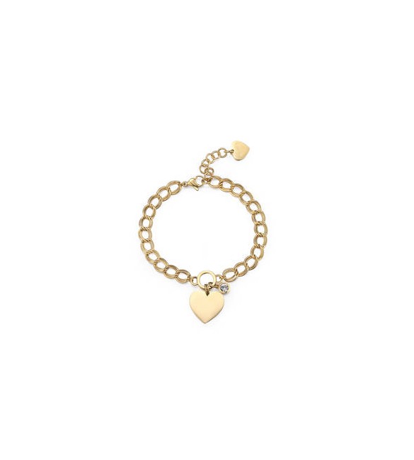 Bracciale Donna Gioielli S\'agapò My Love in acciaio dorato Cuore e cristallo bianco syl22