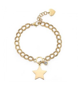 Bracciale Donna Gioielli S\'agapò My Love in acciaio dorato Stella e cristallo bianco syl24
