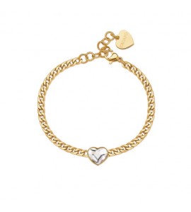 Bracciale Donna Gioielli S\'agapò My Love in acciaio pvd oro e Cuore con cristallo syl18