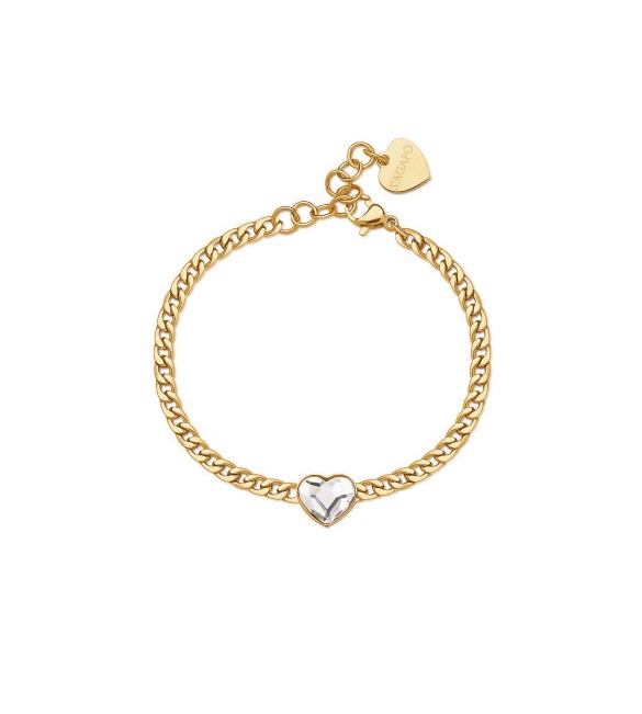 Bracciale Donna Gioielli S\'agapò My Love in acciaio pvd oro e Cuore con cristallo syl18