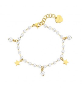 Bracciale Donna Gioielli S\'agapò Wisdom in acciaio pvd oro con Perle swi12